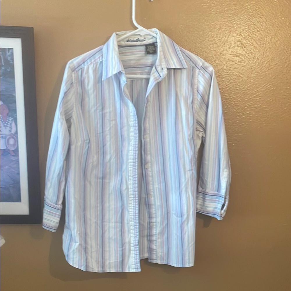 Eddie Bauer Blue and White Button Down Shirt